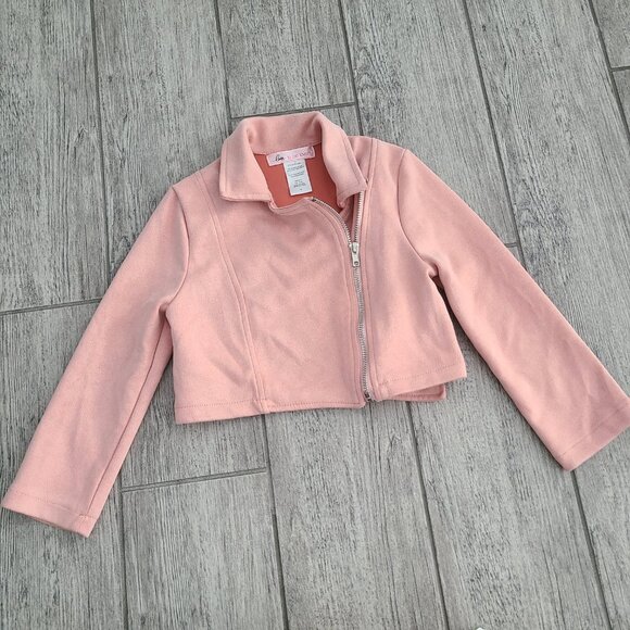 Love To Be Loved Girls Pink Faux Suede Moto Jacket Size 6 - Picture 4 of 8